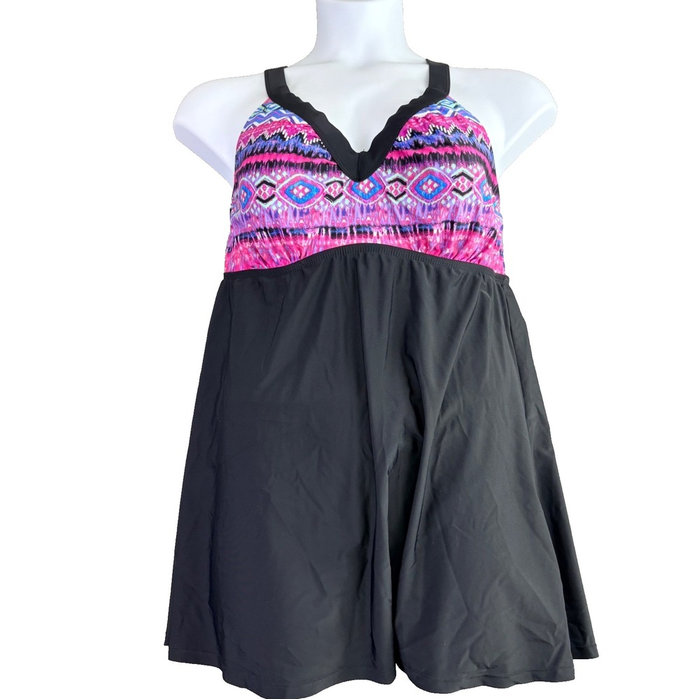 Swimsuits For All Shore Club 14 Pink‎ Tribal Print Swimsuit Dress Boho Modest